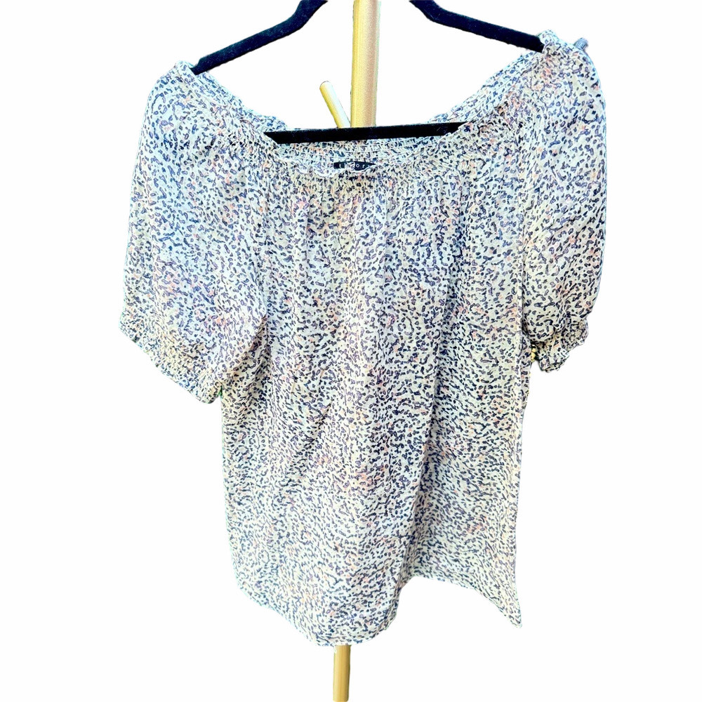 Theory Blouse Top Margina Splatter Gauze Cotton Peasant Size Medium 70774574